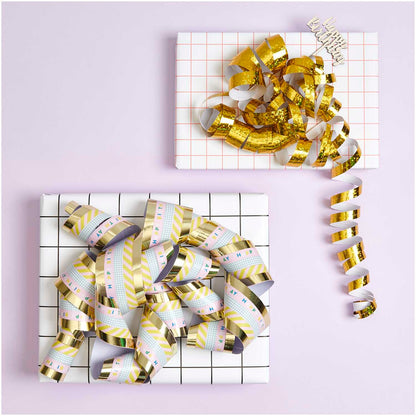 RICO DESIGN - Luftschlangen Happy Birthday gold 3,8m