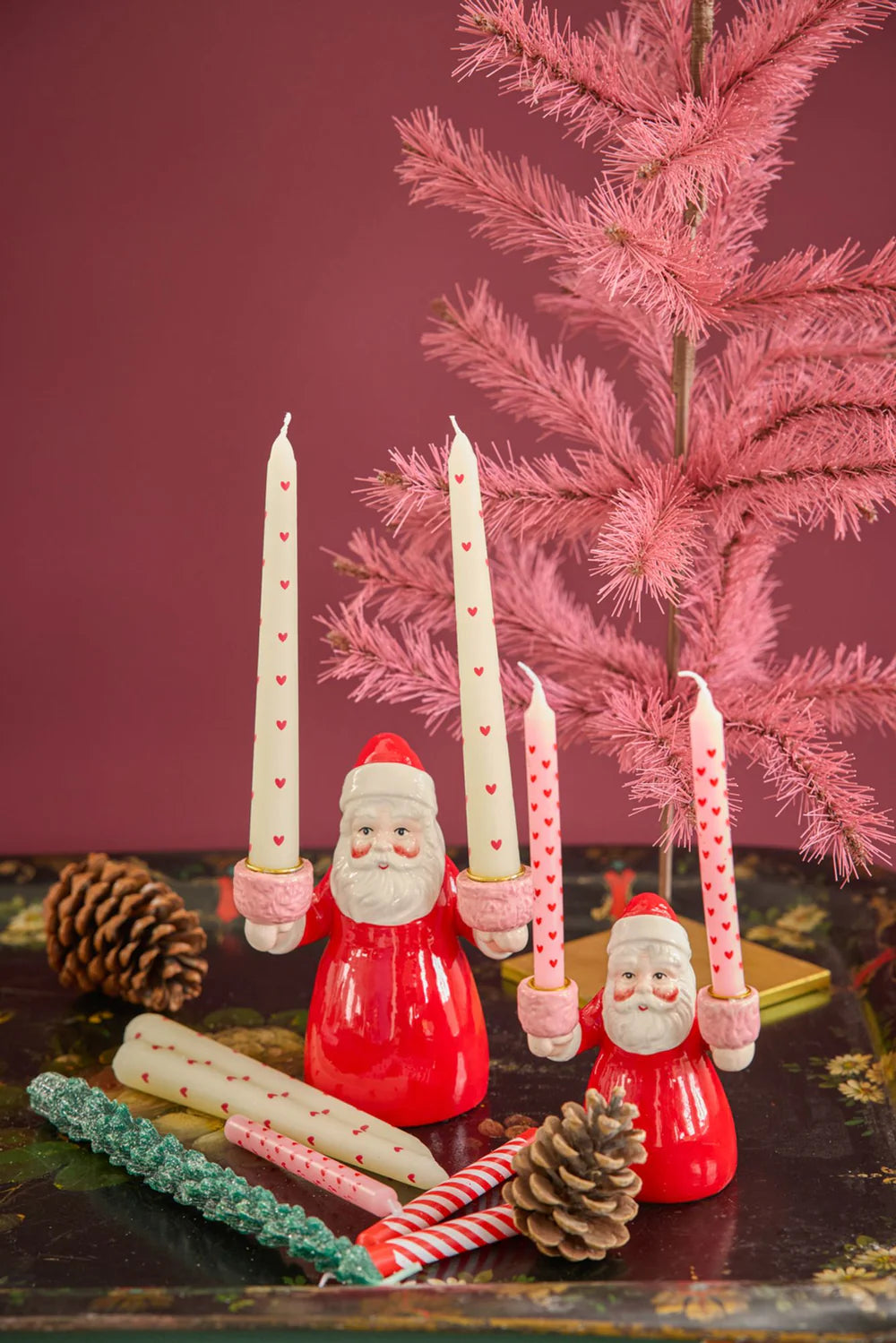 Rice - Kerzenhalter Weihnachtsmann Keramik - Rot