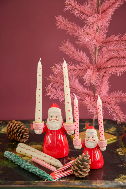 Rice - Kerzenhalter Weihnachtsmann Keramik - Rot