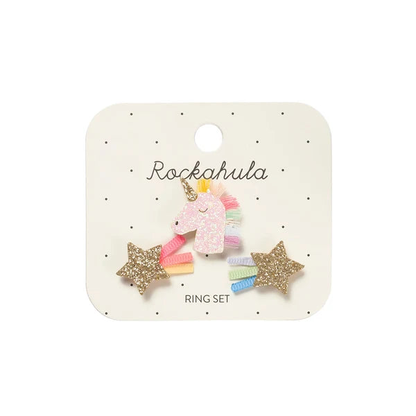 Rockahula - Kinder Einhorn &amp; Regenbogen Ringe, 3er Set