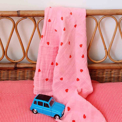 Rose in April - Swaddle Herzen rosa MINI &amp; ME