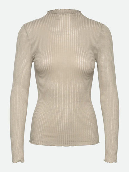 Rosemunde - Langarmshirt in beige für Frauen - Wolle-Seide-Mischung (vorne)