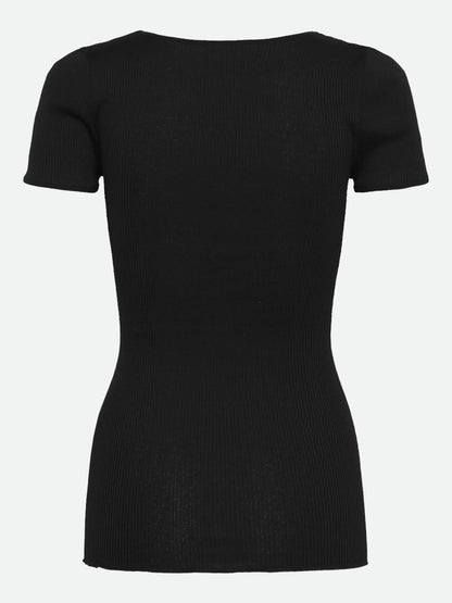 Rosemunde - T-Shirt aus Seide und Baumwolle schwarz