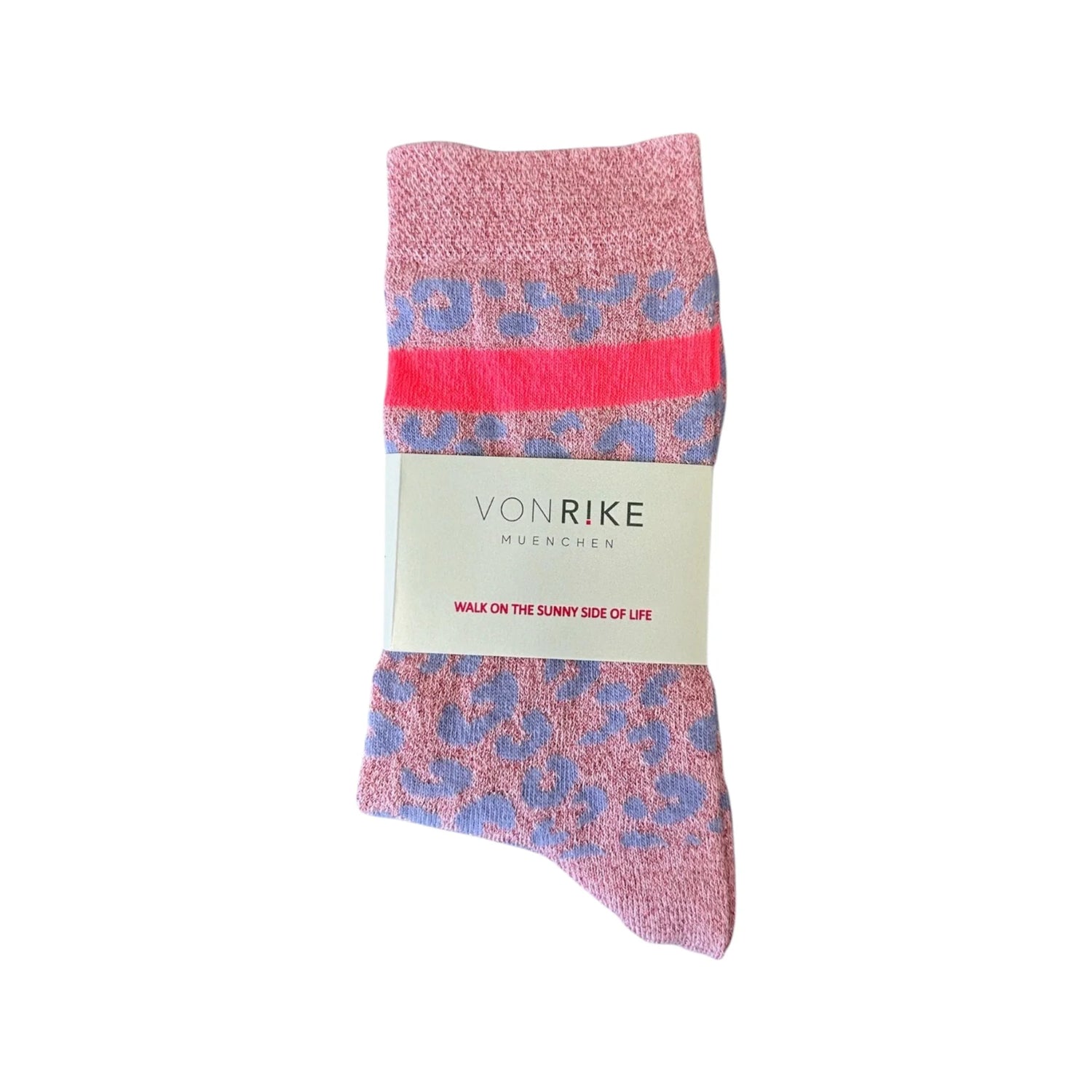 Von Rike - Damen Socken Glitzer Leopard Rosa