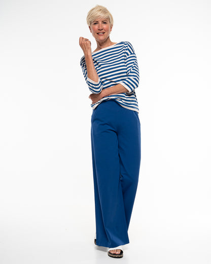Alma &amp; Lovis - Damen Langarmshirt Baumwolle (Bio) blau-weiß