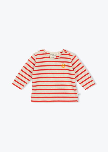 Süßes Baby Langarmshirt gestreift für Mädchen und Jungen von Arsène et les Pipelettes.
