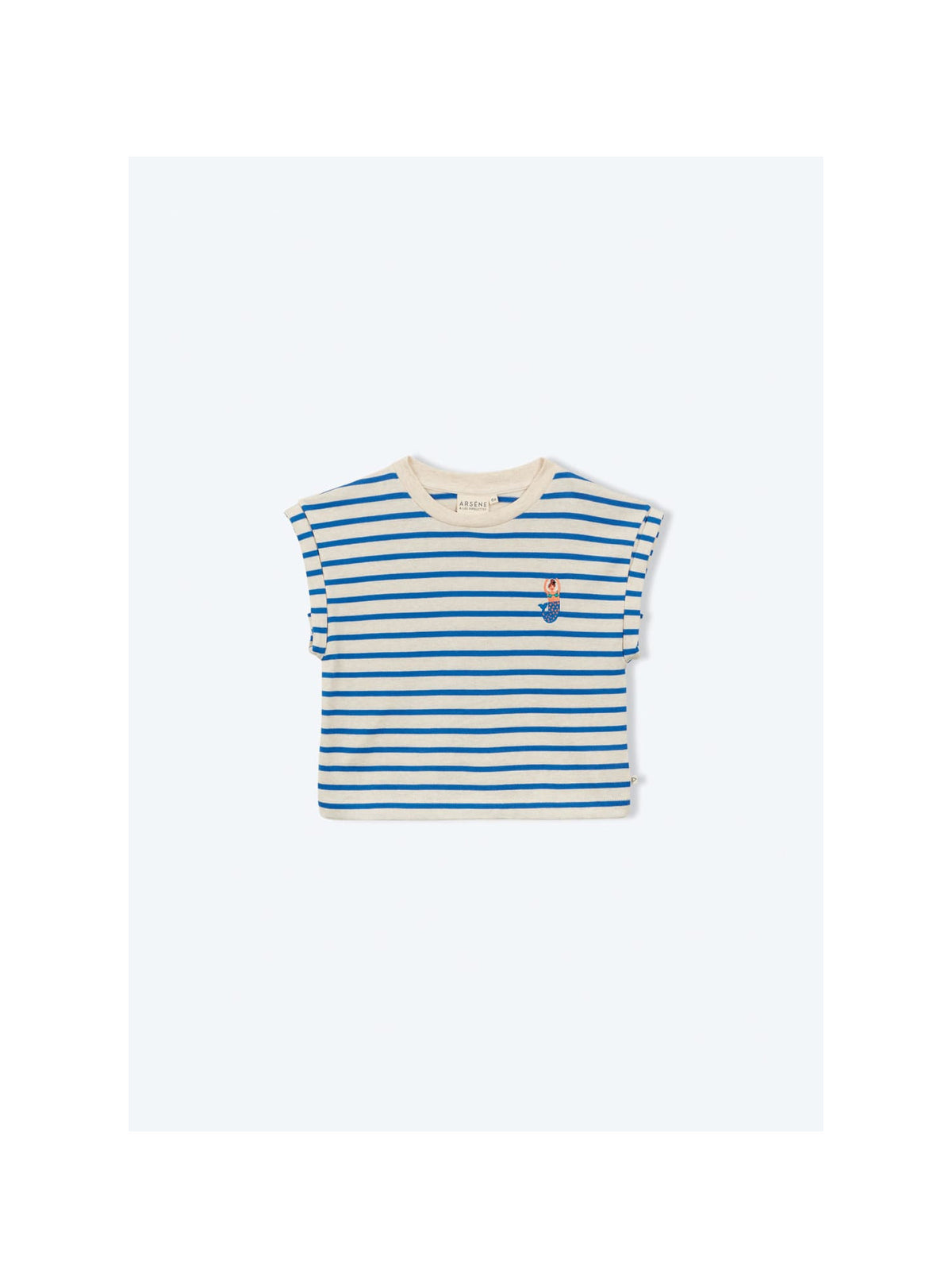 Arsène et les Pipelettes - Kinder Kurzarmshirt blau gestreift