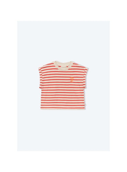 Arsène et les Pipelettes - Kinder Kurzarmshirt rot gestreift MINI &amp; ME