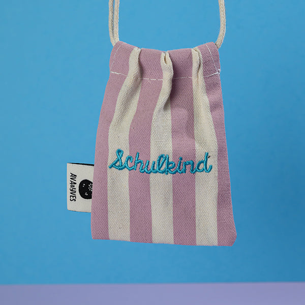 Ava &amp; Yves -Perlenarmband Schulkind in bunt mit Säckchen rosa