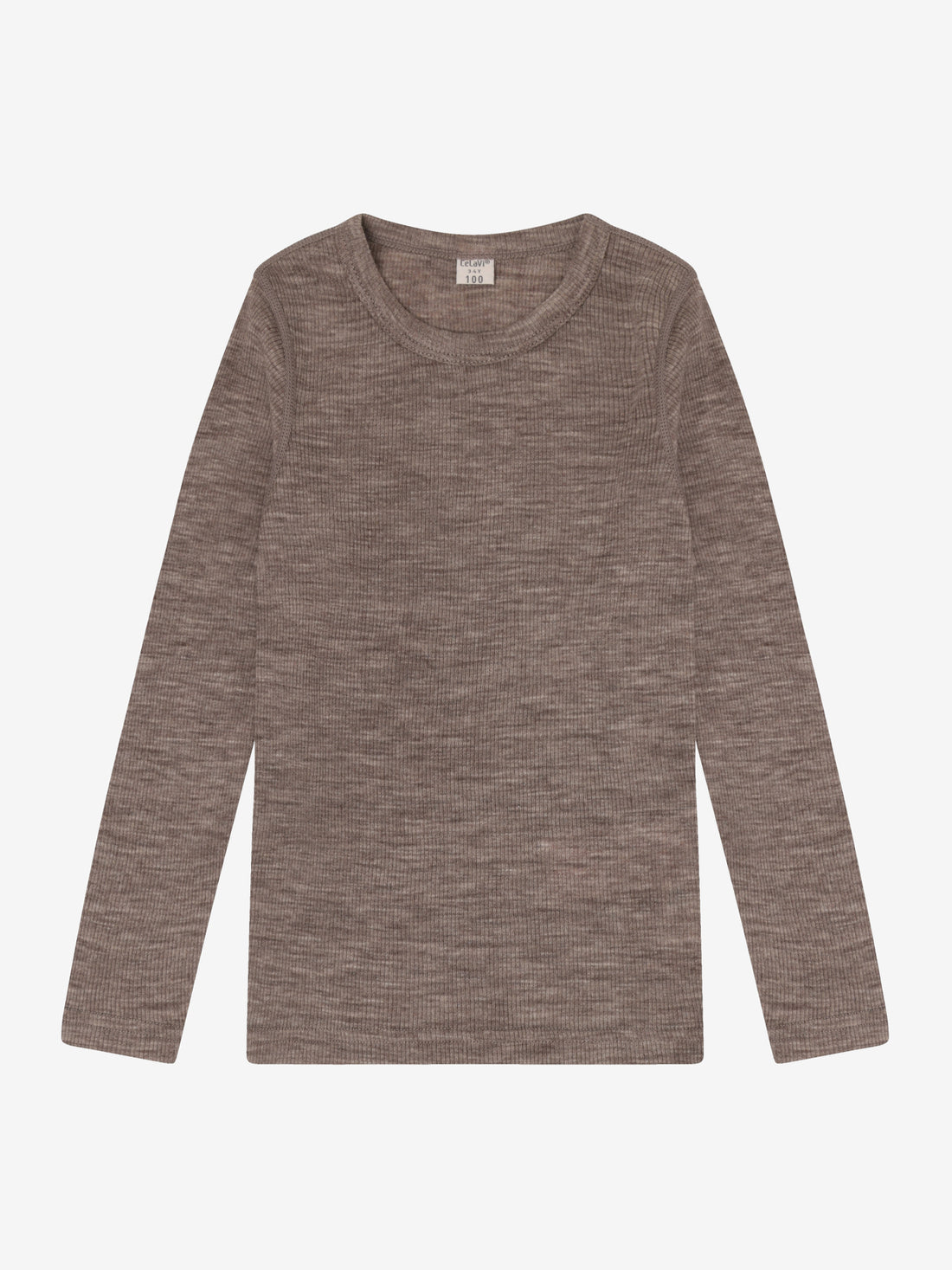 CeLaVi - Kinder Langarmshirt 100 % Wolle braun