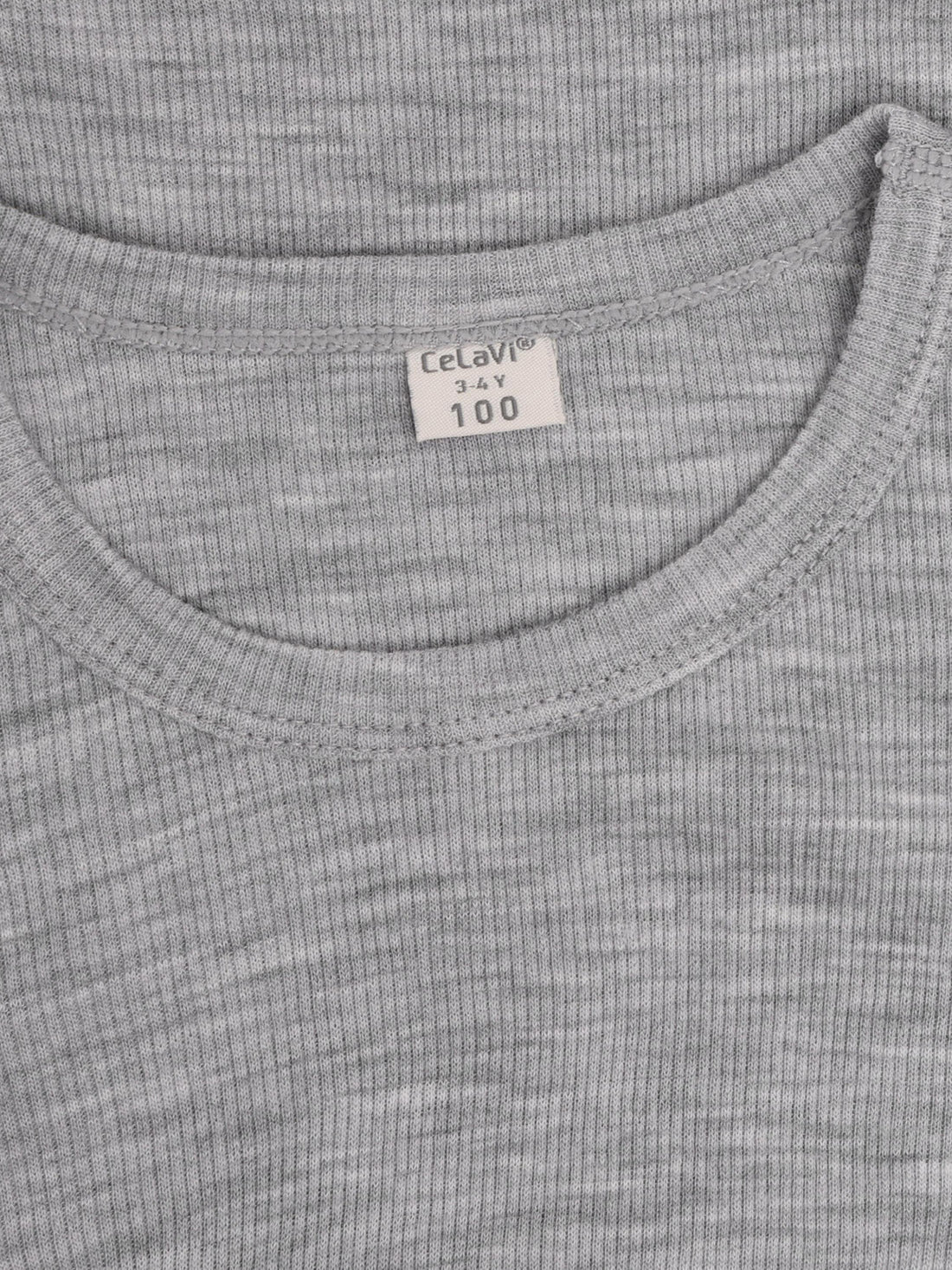 CeLaVi - Kinder Langarmshirt 100 % Wolle grau
