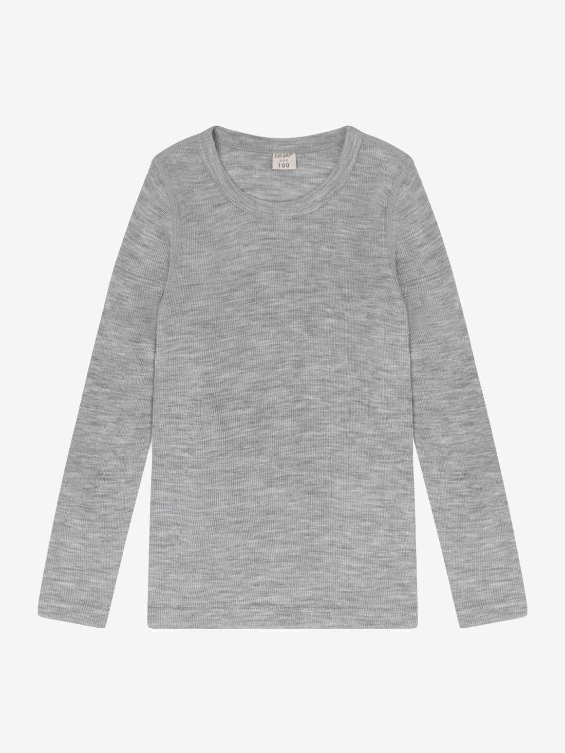 CeLaVi - Kinder Langarmshirt 100 % Wolle grau