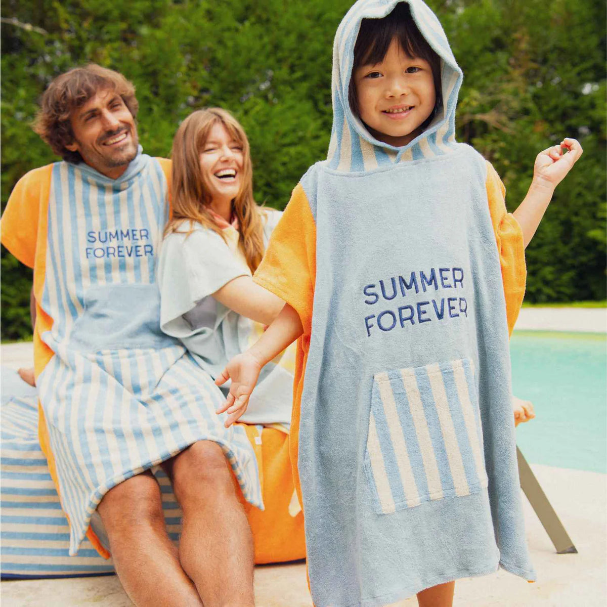 Chamaye - Kinder Poncho aus Baumwolle Summe Blue