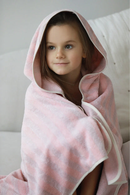 EverydaybyRoberta - Kinder Kapuzenhandtuch rosa/weiss