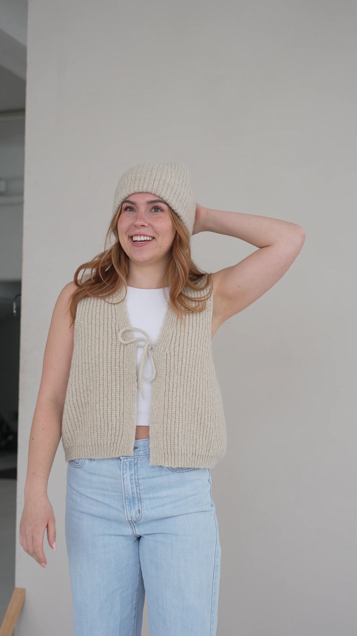 Halfen - Damen Strickweste Alpaka beige