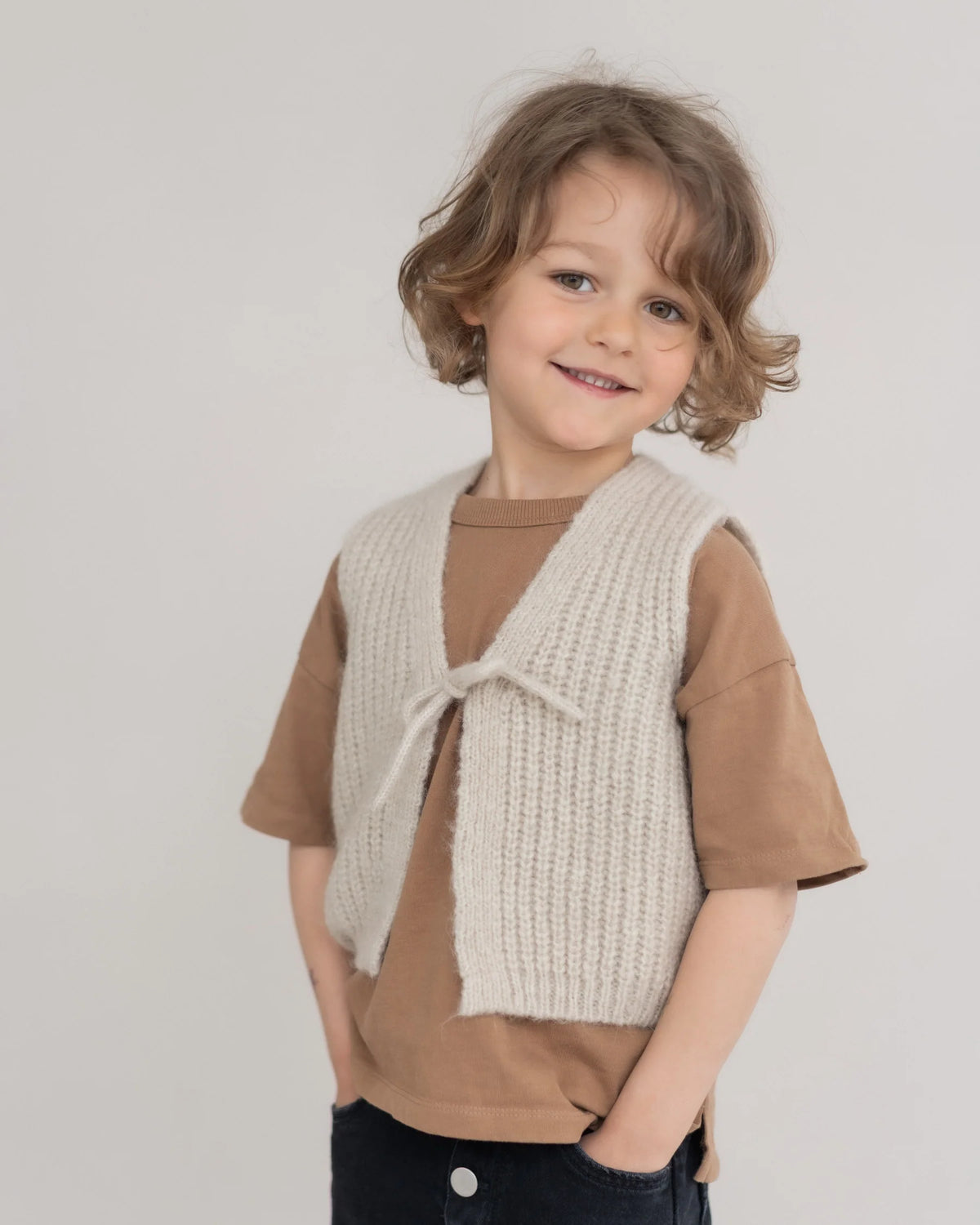 Halfen - Kinder Strickweste Alpaka beige
