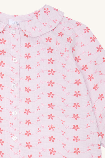 Hust &amp; Claire - Musselin Mädchenbluse flieder Blumen