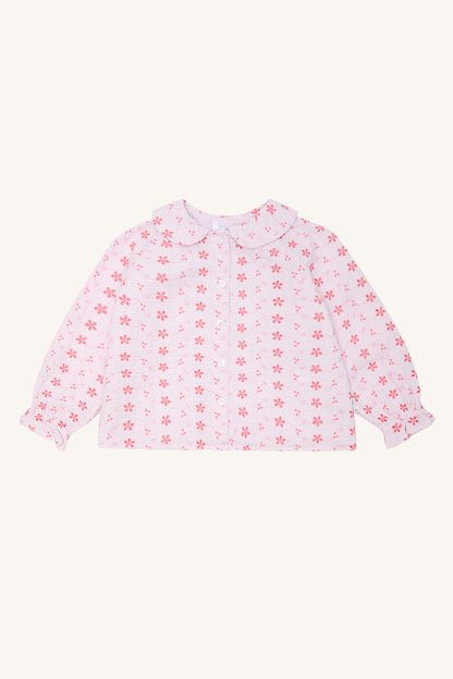 Hust &amp; Claire - Musselin Mädchenbluse flieder Blumen