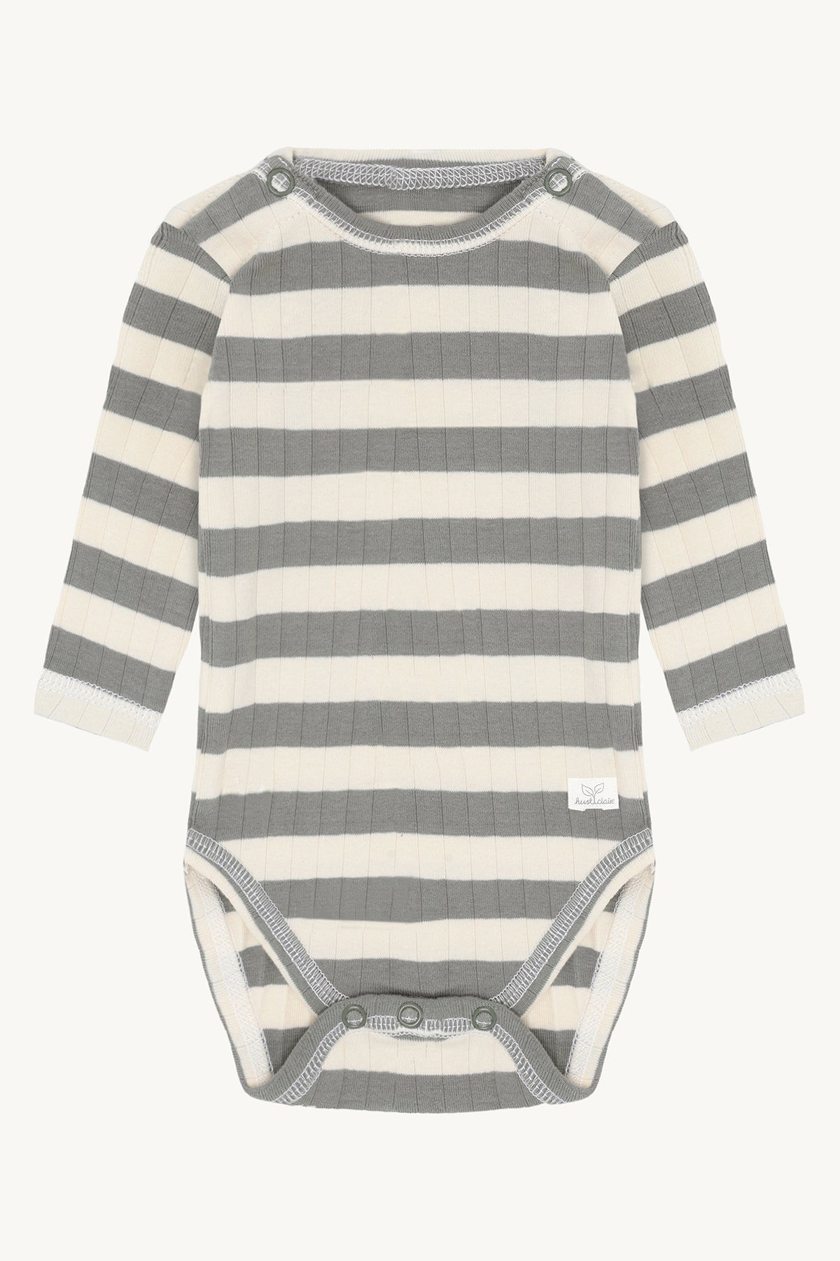Hust &amp; Claire - Baby Body Baumwolle (bio) Streifen hellgrau/ natur
