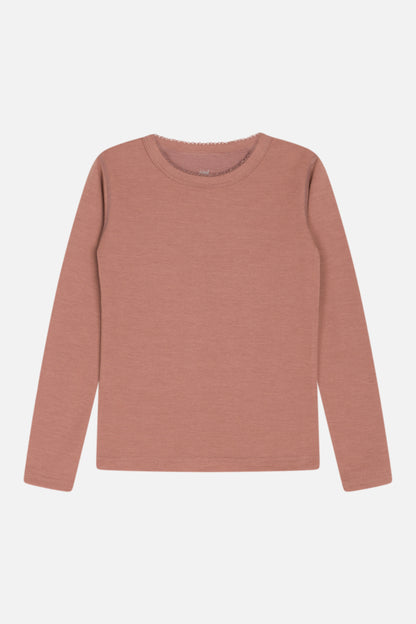 Warmes Langarmshirt von Hust &amp; Claire besteht außen aus Wolle und innen Viskose aus Bambus und ist weich und stretchy.