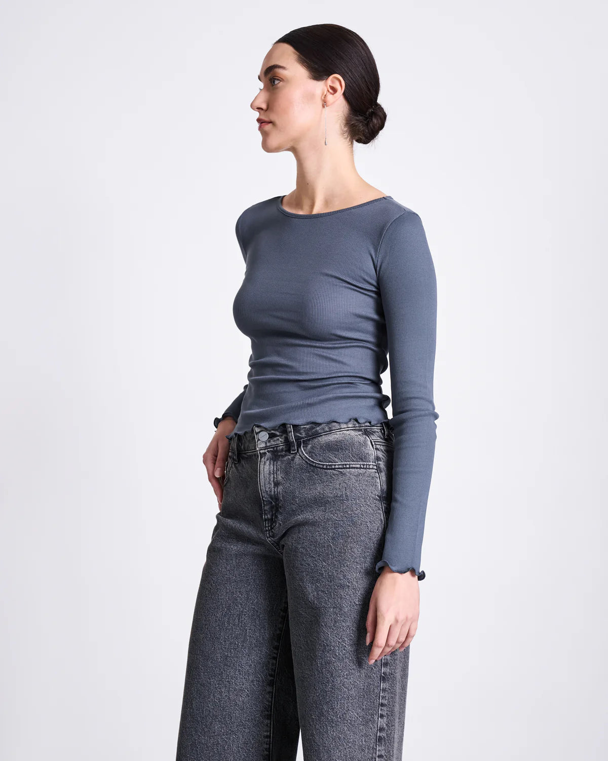 Jan ´n June - Damen Langarmshirt Aversa blau für Frauen aus Baumwolle (Bio)