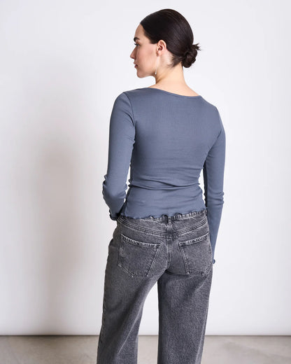 Jan ´n June - Damen Langarmshirt Aversa blau für Frauen aus Baumwolle (Bio)
