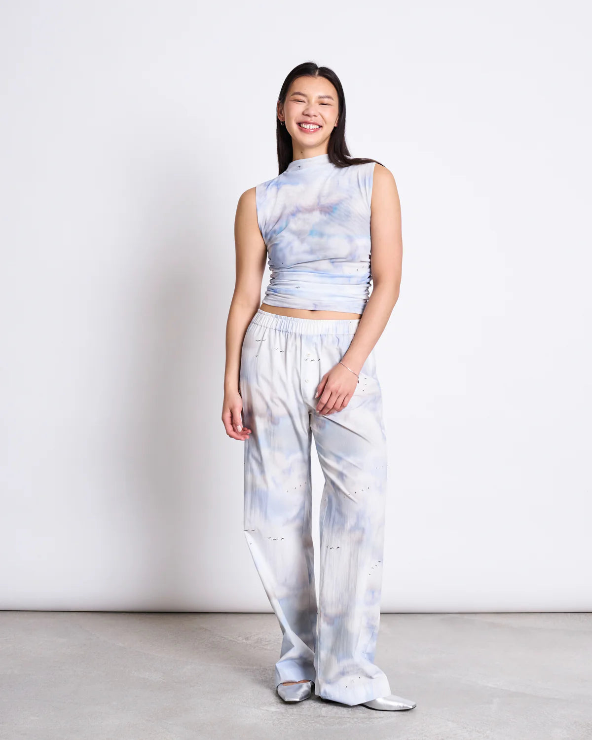 Jan ´n June - Ruffle Top Wolkenprint