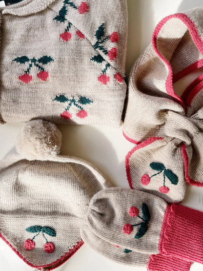 Konges Slojd - Strickfäustlinge Sonja Kirsche beige - AURYN Shop