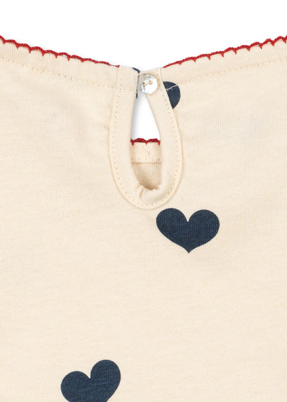 Konges Slojd - Baby Langarmshirt "Herzen" beige/blau
