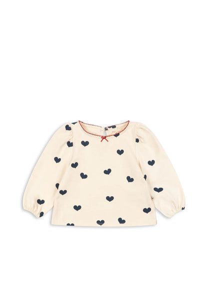 Konges Slojd - Baby Langarmshirt "Herzen" beige/blau