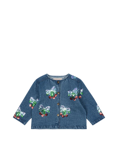 Konges Slojd - Baby Jeansjacke Kirsch-Schleifen für Mädchen aus Baumwolle