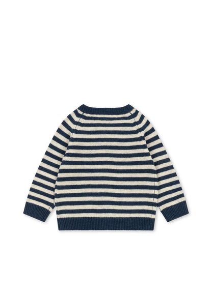 Konges Slojd - Kinder Strickjacke "Billi" Woll-Mix Streifen blau/weiß