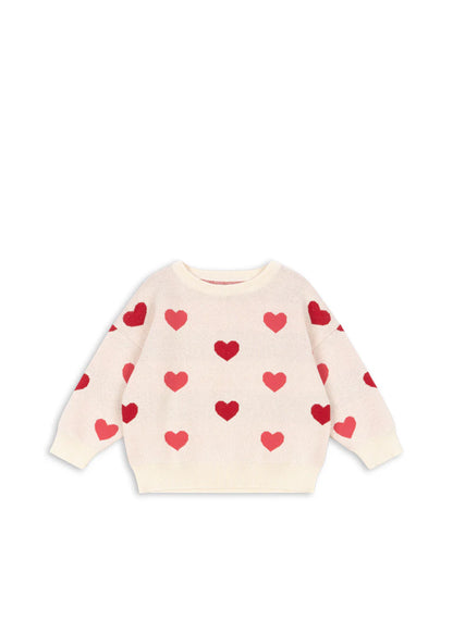 Konges Slojd - Kinder Strickpullover "Herzen" beige für Mädchen