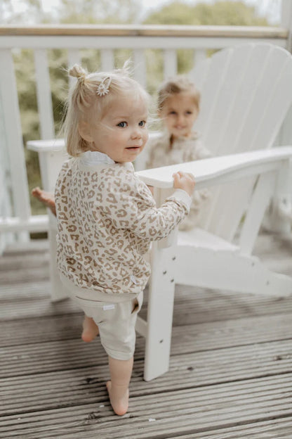 Leevje - Kinder Sweatshirt Leo beige MINI &amp; ME