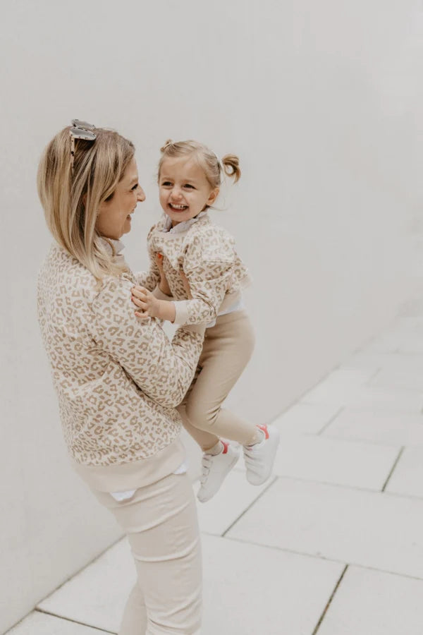 Leevje - Damen Mini Me Sweatshirt leoprint  natur MINI &amp; ME