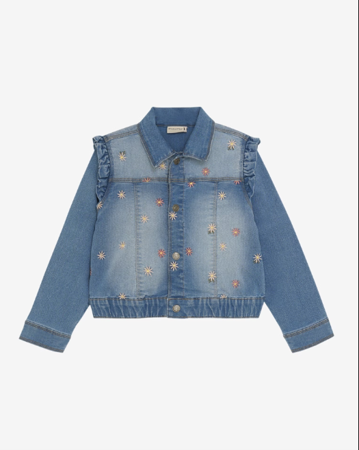 Schöne Jeansjacke mit Stickerei für Mädchen von Minymo.
