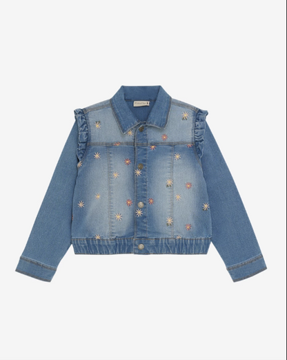 Schöne Jeansjacke mit Stickerei für Mädchen von Minymo.

