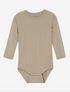Minymo - Baby Body Langarm einfarbig in beige mit Knöpfen zum leichter anziehen 