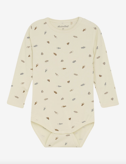 Wunderschöner einfarbiger langarm Body mit Aufdruck&amp;nbsp; für Mädchen und Jungen von Minymo