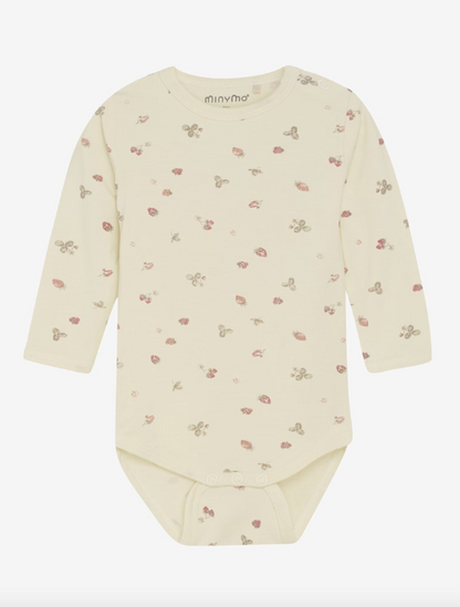 Wunderschöner einfarbiger langarm Body mit Aufdruck&amp;nbsp; für Mädchen und Jungen von Minymo.