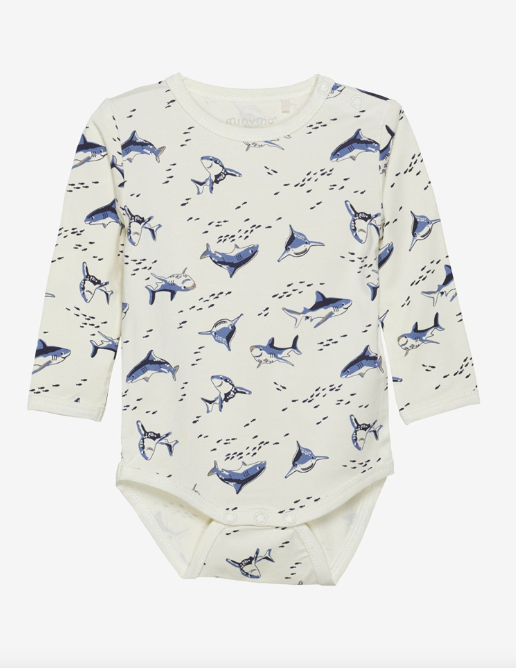 Wunderschöner einfarbiger langarm Body mit Aufdruck&amp;nbsp; für Mädchen und Jungen von Minymo