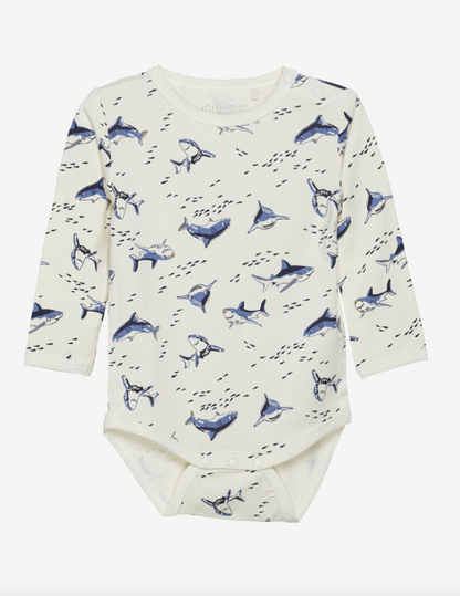 Wunderschöner einfarbiger langarm Body mit Aufdruck&amp;nbsp; für Mädchen und Jungen von Minymo