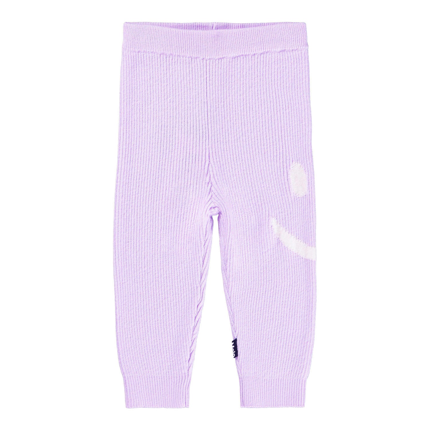 Molo - Leggings in lila mit weißem smiley für Baby/Mädchen (vorne)