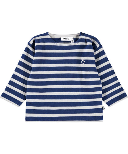 Molo - Langarmshirt in blau gestreift mit Smiley für Kinder/ Jungen