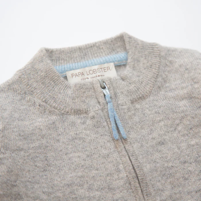 Papa Lobster - Baby Cashmere Strickjacke mit Reisverschluss