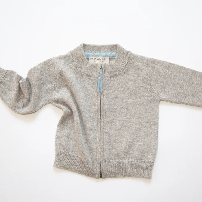 Papa Lobster - Baby Cashmere Strickjacke mit Reisverschluss