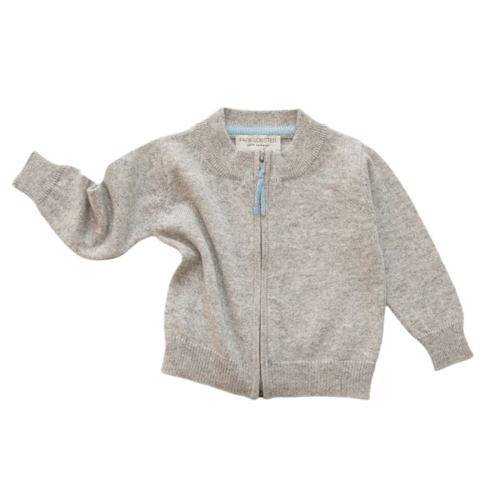 Papa Lobster - Baby Cashmere Strickjacke mit Reisverschluss