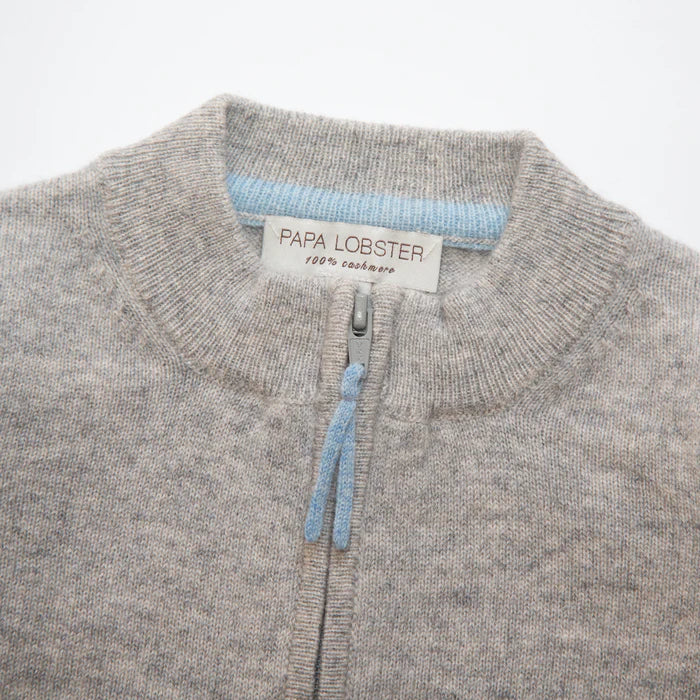Papa Lobster - Baby Cashmere Strickjacke mit Reisverschluss