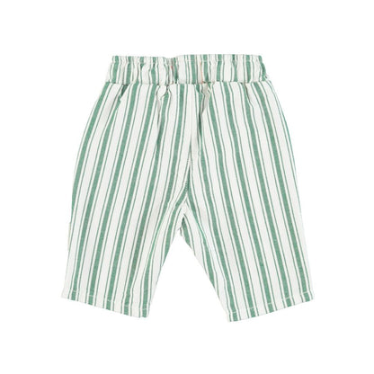 Piupiuchick - Baby Hose Unisex weiß/ grün gestreift