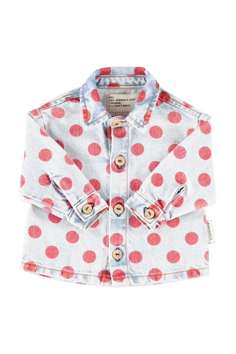 Piupiuchick - Baby Hemd denim "red dots" Baumwolle